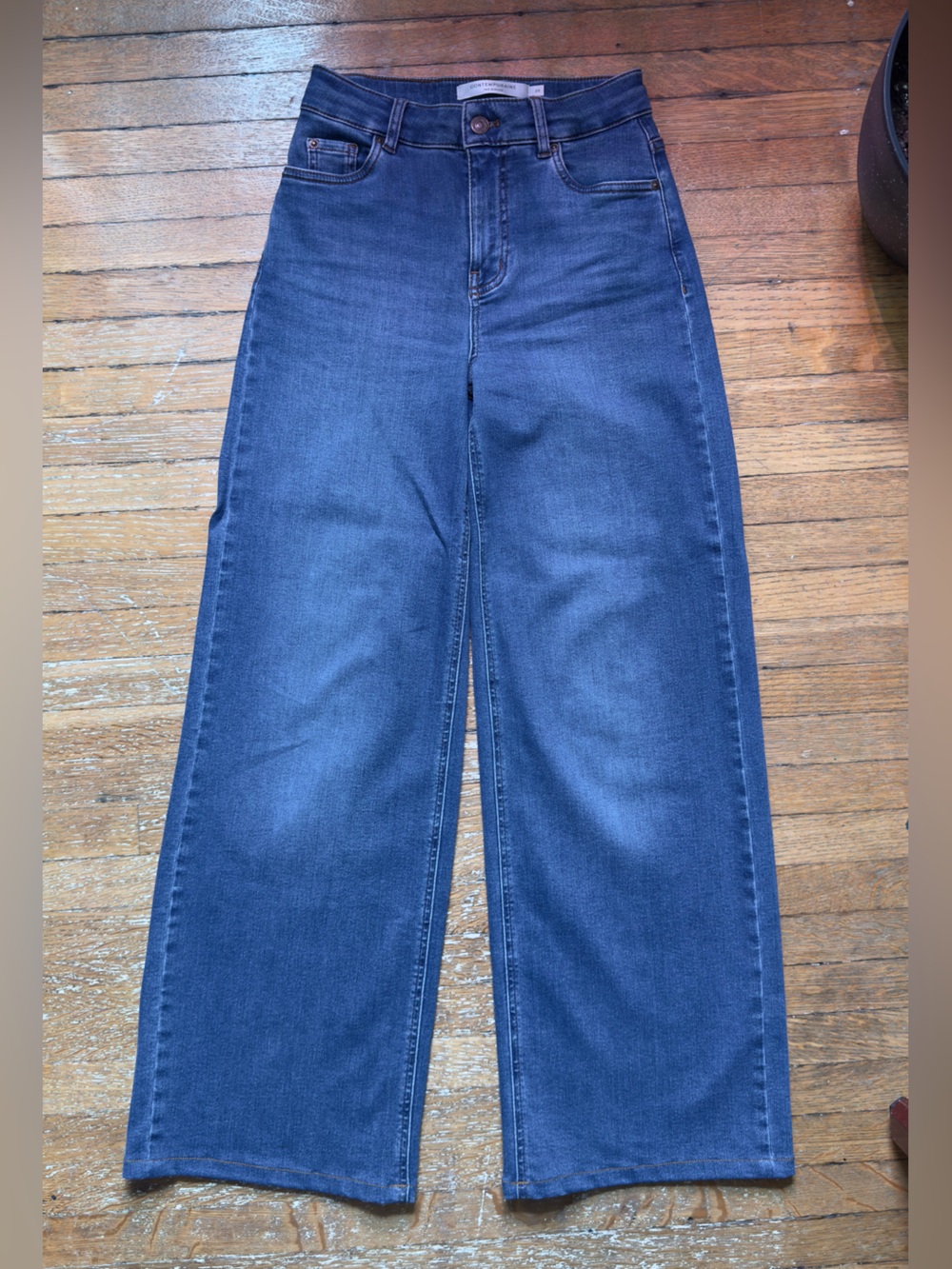 Contemporaine High-Rise Wide-Leg Women's Organic Cotton Jeans in Deep Blue